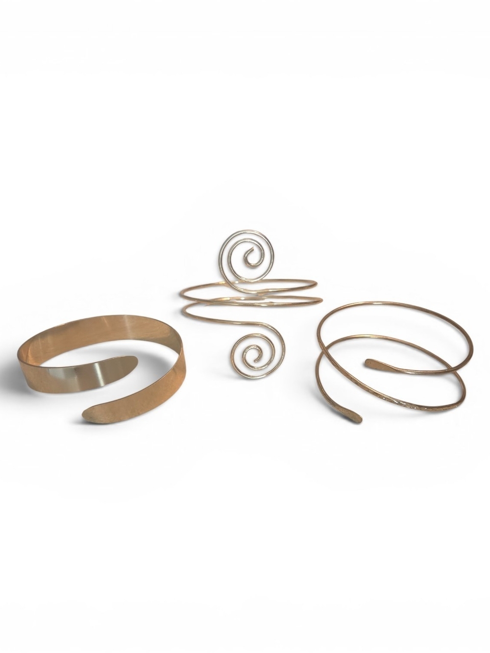 Gold-Tone Spiral Arm Cuffs - Set of 3